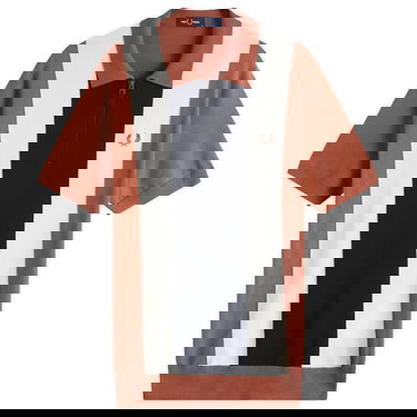 Polo skjorte Fred Perry Men's Vertical Stripe Zip Neck Knitted Polo Shirt Brun | K9728-Y91, 0