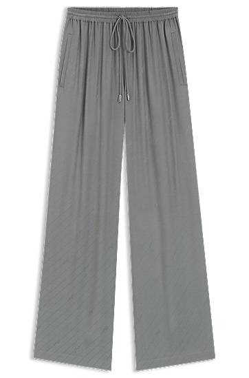 Bukser BOSS Wide-Leg Jacquard Trousers Grå | 50544016, 0