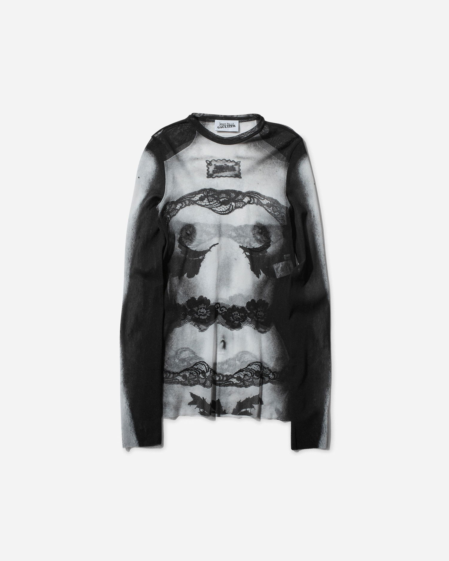 T-shirt Jean Paul Gaultier Lace Marinière Top Sort | 2431FTO228-T564 000201, 0