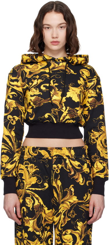 Sweatshirt Versace Versace Jeans Couture Barocco Print Cropped Hoodie Sort | E79HAI313_EFS201, 0