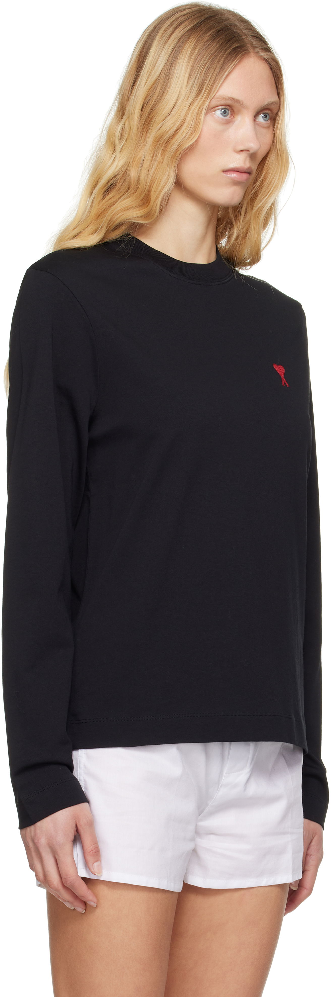 T-shirt AMI AMI de Coeur Long Sleeve T-Shirt Sort | BFUTS235.724, 1