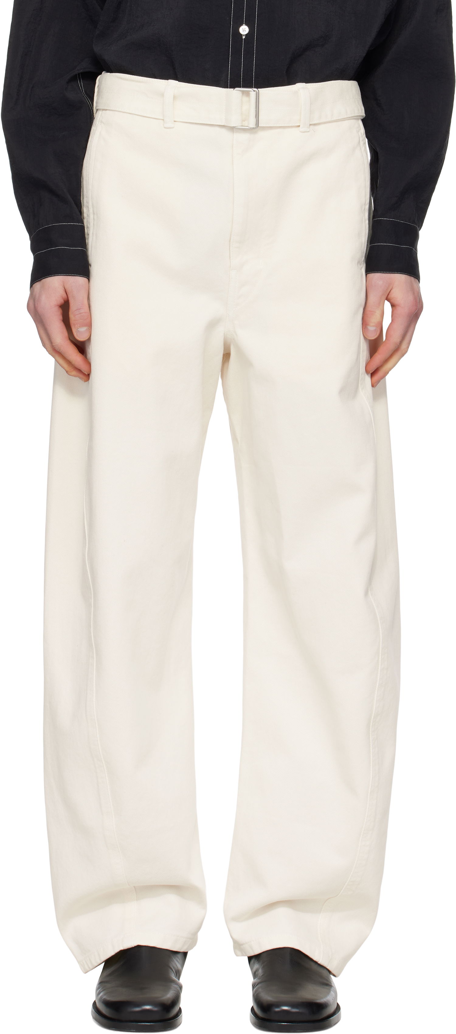Bukser LEMAIRE Lemaire Twisted Belted Trousers Hvid | PA326 LD1034, 0