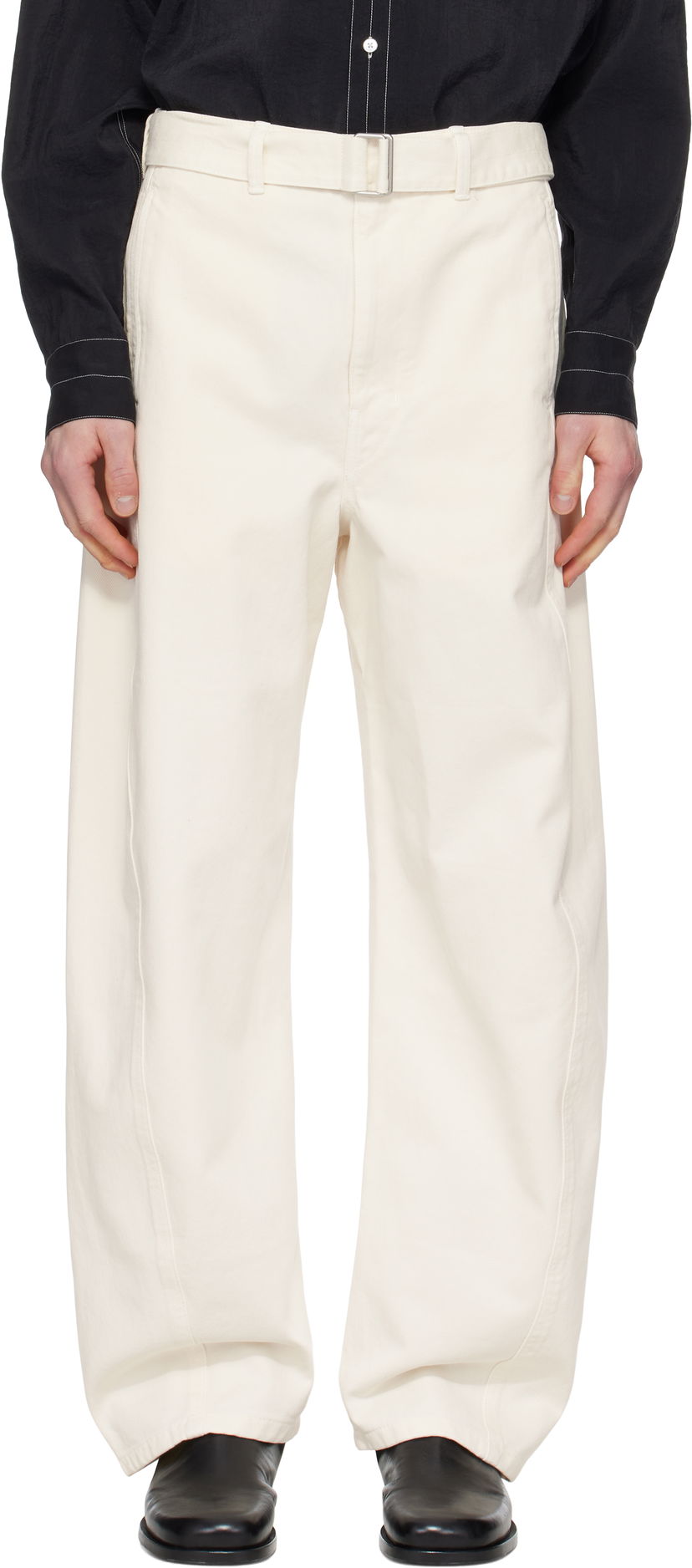 Bukser LEMAIRE Lemaire Twisted Belted Trousers Hvid | PA326 LD1034