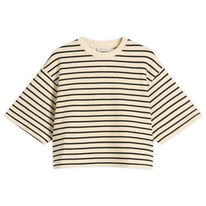 Crop top Anine Bing Anine Bing Myers Cropped Striped Tee Beige | A-08-11431-MTL69