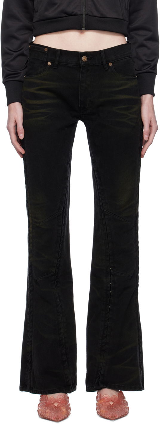 Jeans Y/PROJECT Black Hook and Eye Jeans Sort | WJEAN43-S25