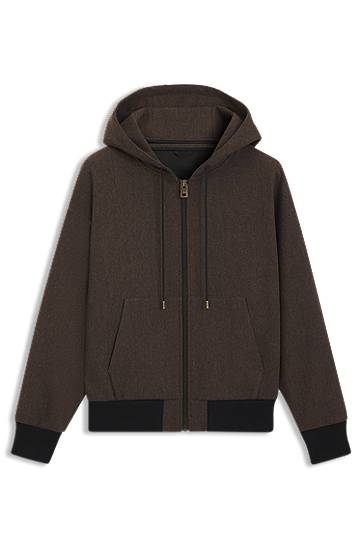 Bomberjakke BOSS Modern-fit hooded jacket in herringbone cloth Brun | 50544683