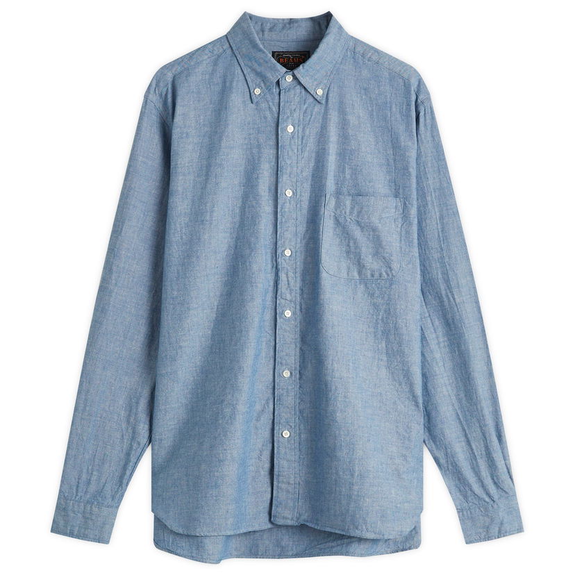 Skjorte BEAMS Beams Plus Button Down Chambray Shirt, Size Small Blå | 3811-0246-139-70