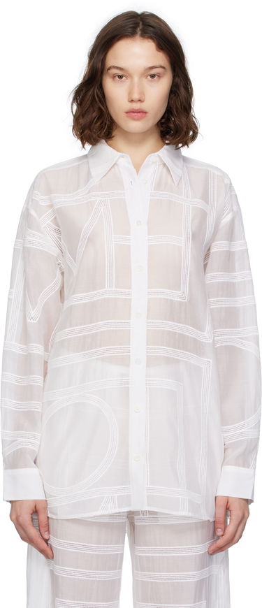 Skjorte TOTEME TOTEME Classic Crochet Shirt Hvid | 253-WRT0480-FB0441, 0