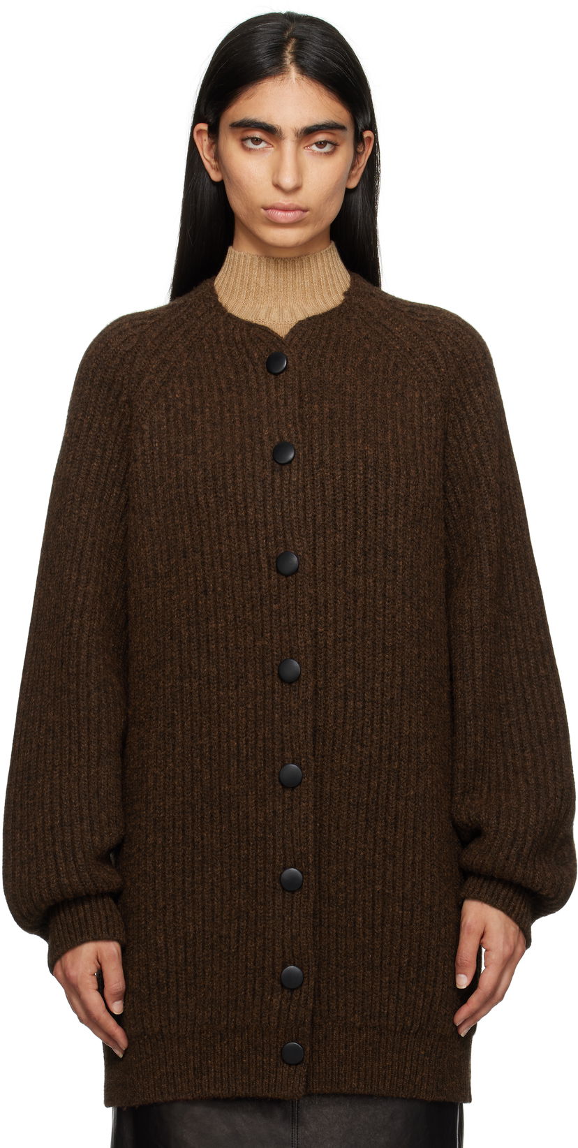 Sweater Khaite Jina Wool-Blend Cardigan Brun | 9633615