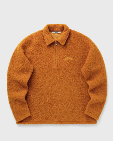 Sweater Edmmond Studios SNOW Fuzzy Long-Sleeve Half-Zip Polo Orange | 325-40-18730, 1