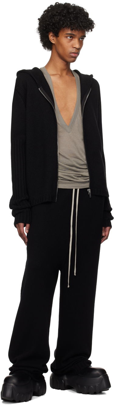 Sweatshirt Rick Owens Rick Owens Hollywood Zipped Knit Hoodie Sort | RU01E5666 KLWS, 3