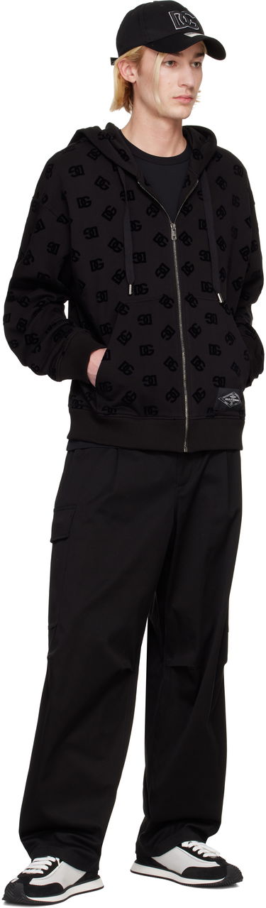 Sweatshirt Dolce & Gabbana Flocked Logo Zip-Up Hoodie Sort | G9AIYTG7NWD, 3