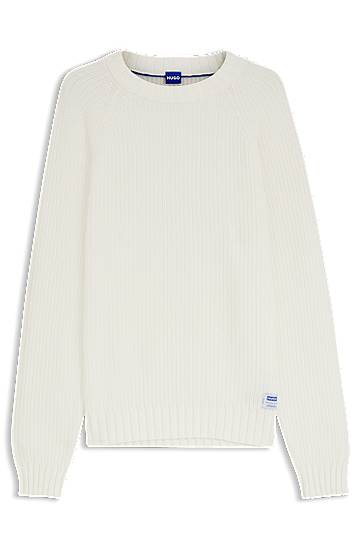 Sweater BOSS Rib-knit crew-neck sweater in cotton Hvid | 50551398