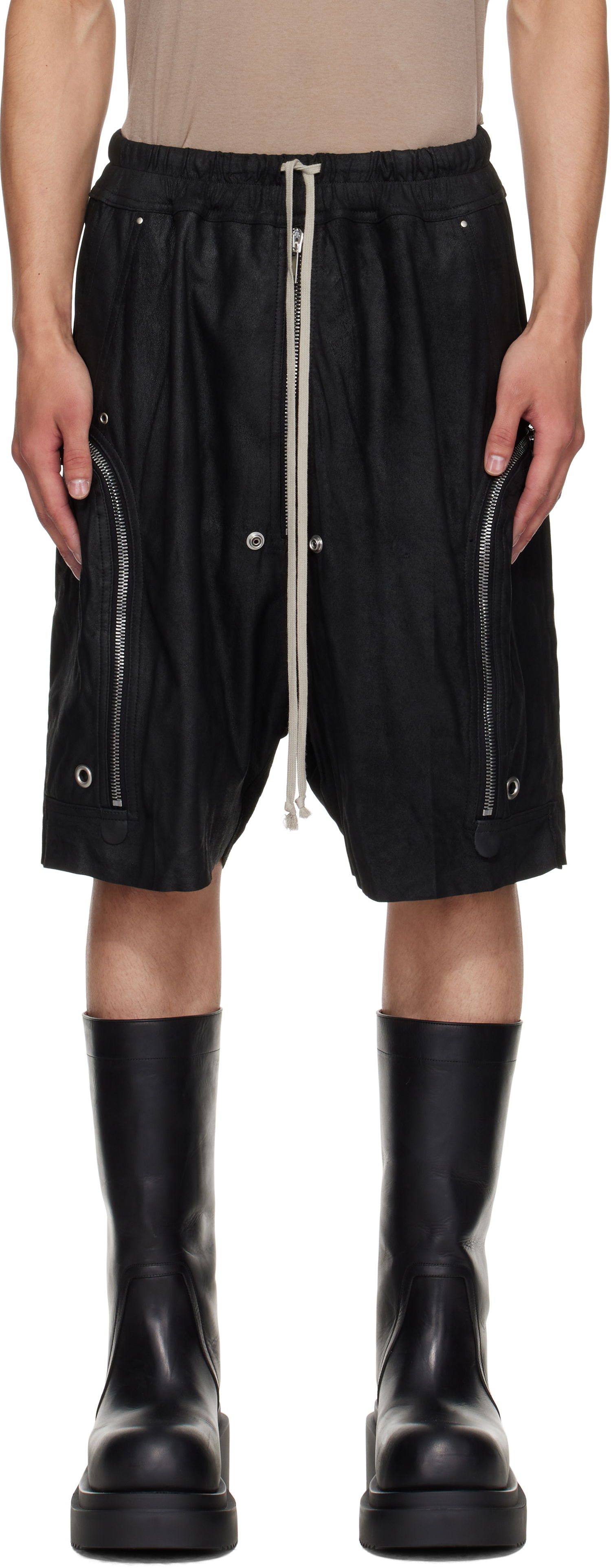 Shorts Rick Owens Rick Owens Bauhaus Bela Leather Shorts Sort | RU02E1392 LBA, 0