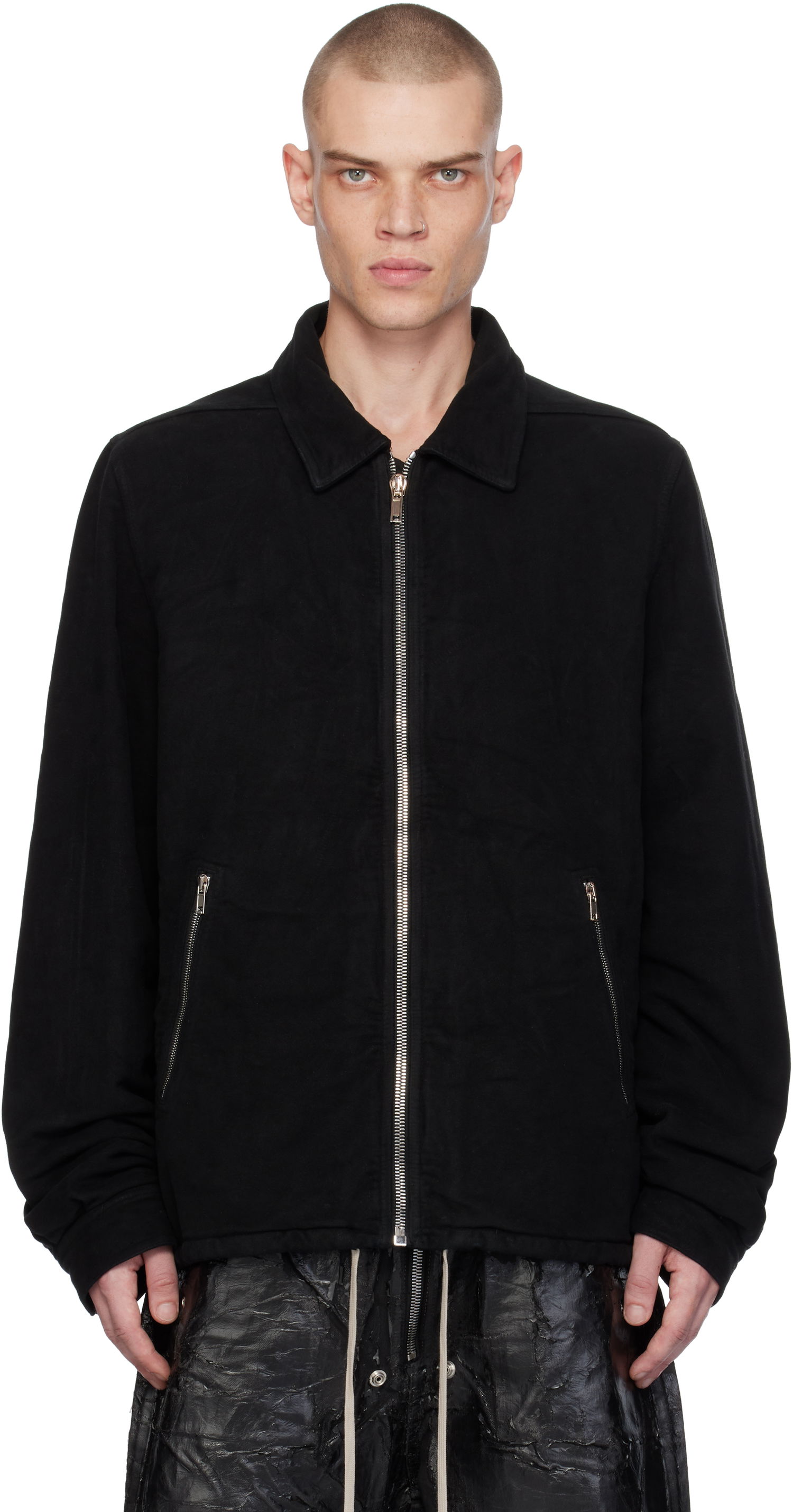 Jakke Rick Owens Zipfront Jacket Sort | DU02D2783 MO, 0