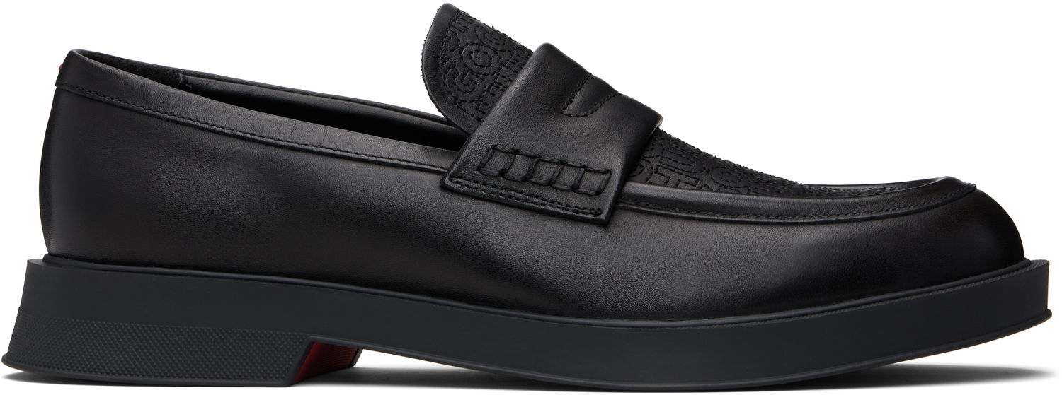 Sneakers og sko BOSS Hugo Embroidered-Logo Loafers Sort | 50548486, 0