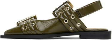 Skopleje GANNI GANNI Buckle Flats Grøn | S2872, 2