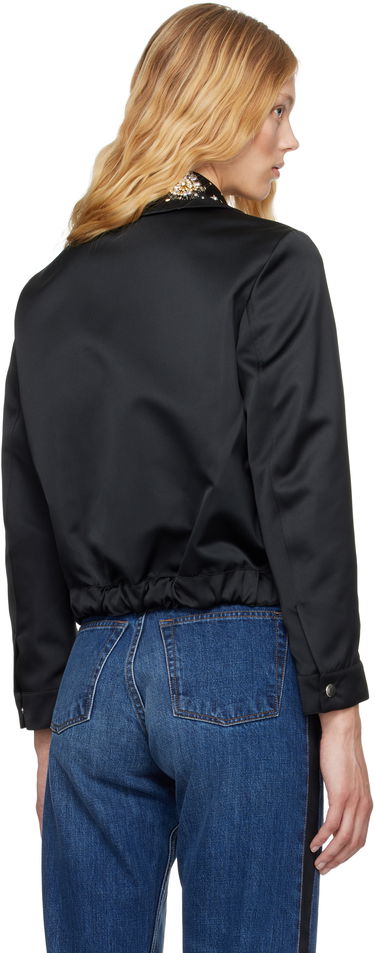 Skjorte Wales Bonner Wales Bonner 'The Flora' Cropped Satin Jacket Sort | WS25JA18-PL03-999, 2
