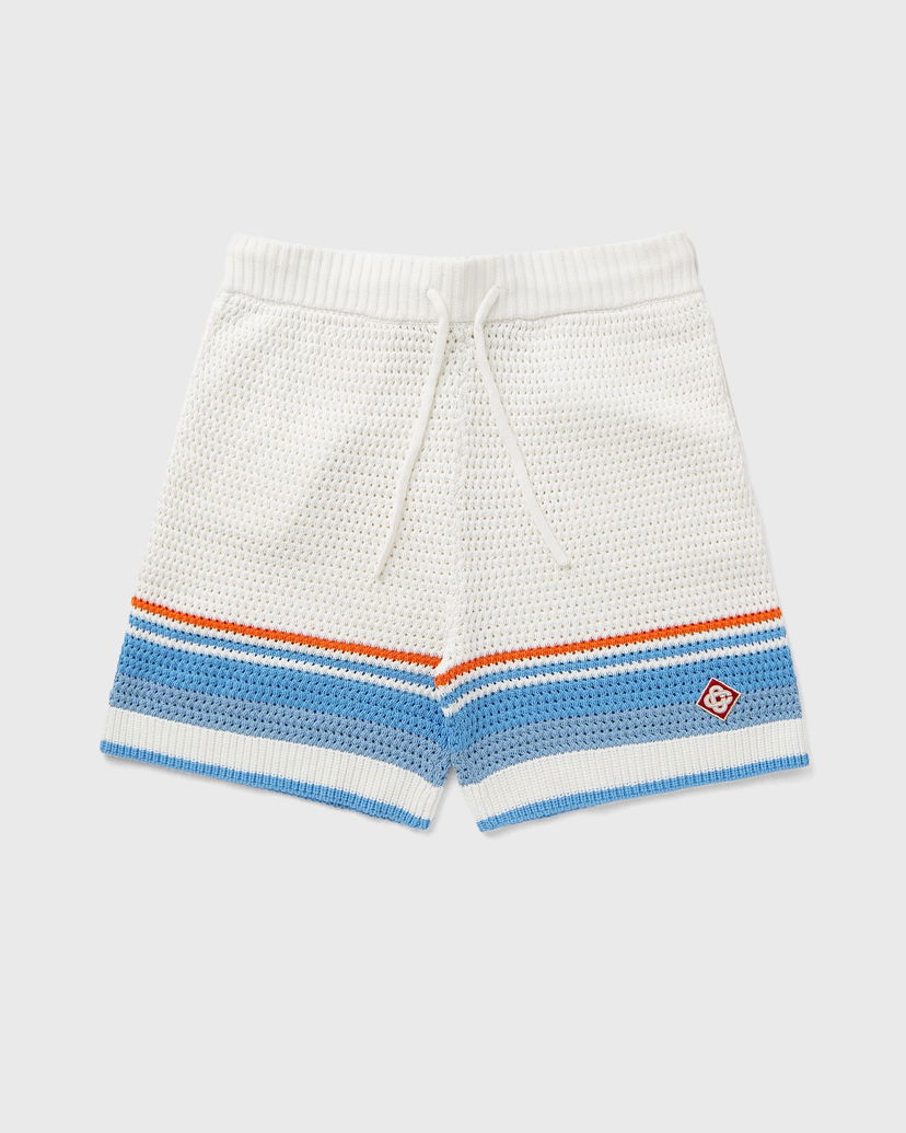 Shorts Casablanca Crochet Knit Striped Lounge Shorts Hvid | MPF25-KW-1011-01