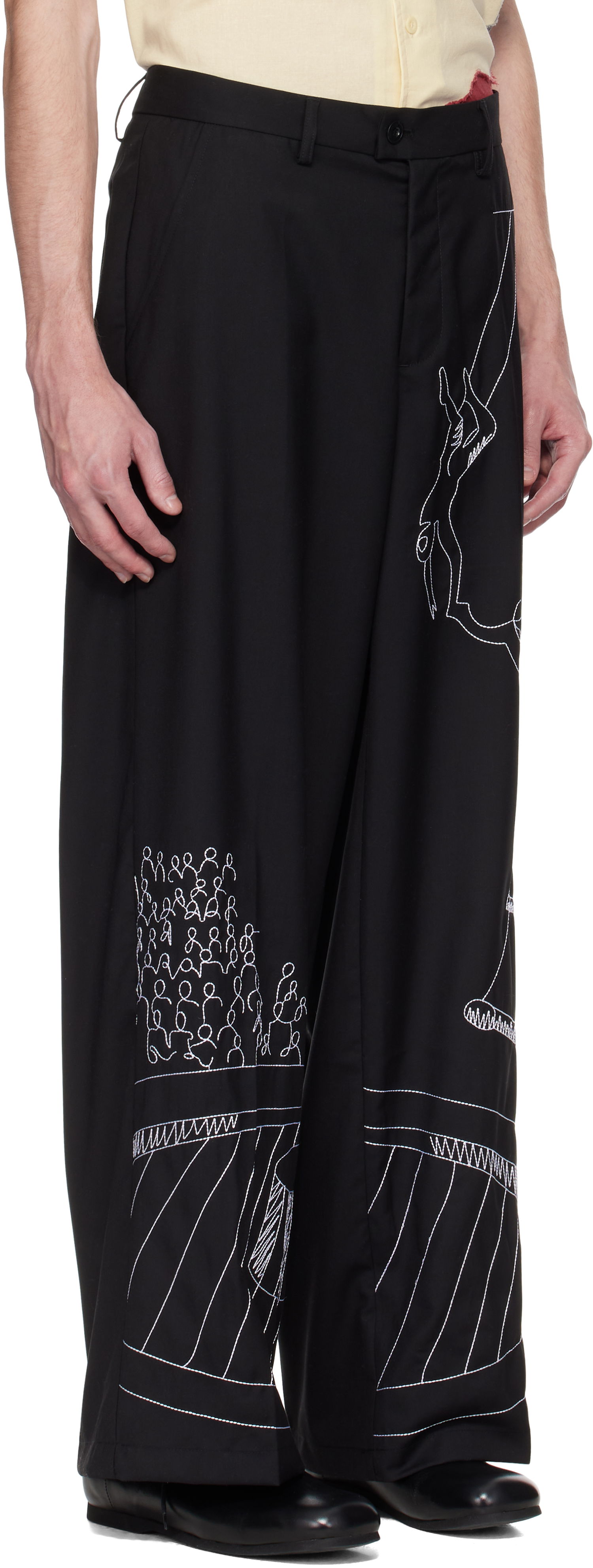 Bukser KidSuper KidSuper Circus Sketch Baggy Trousers Sort | SS25-PT-18, 1
