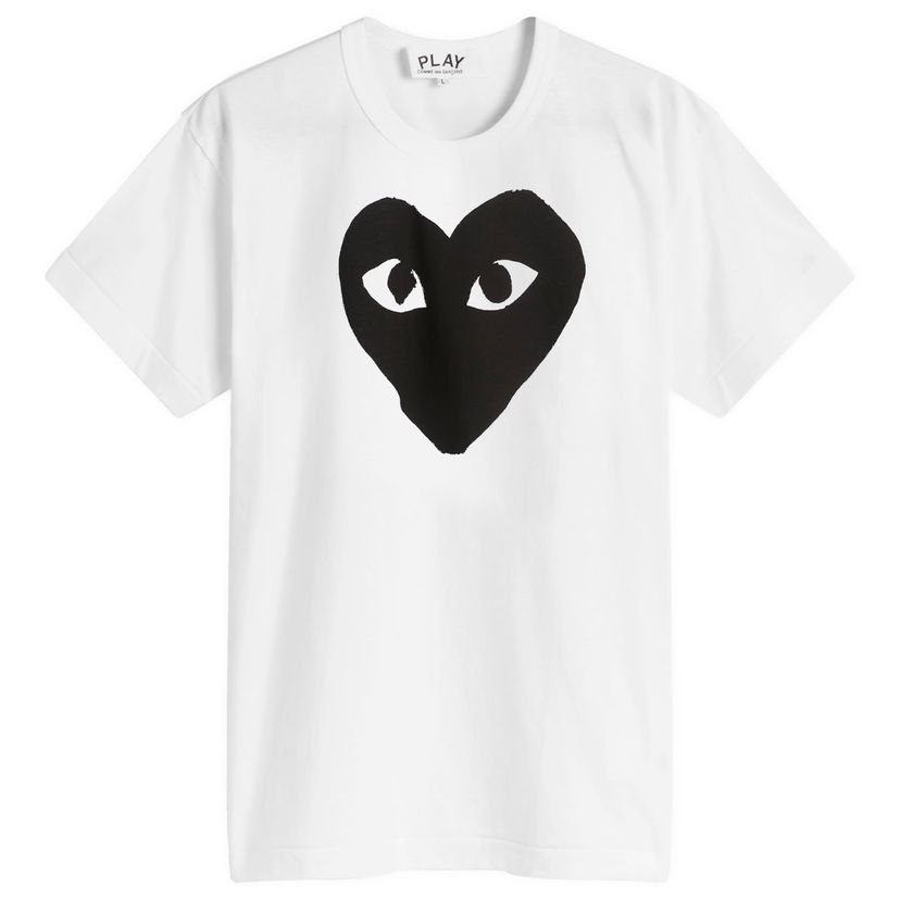 T-shirt Comme des Garçons Play Logo Heart Print T-Shirt - White / Black Hvid | AX-T070-051-1