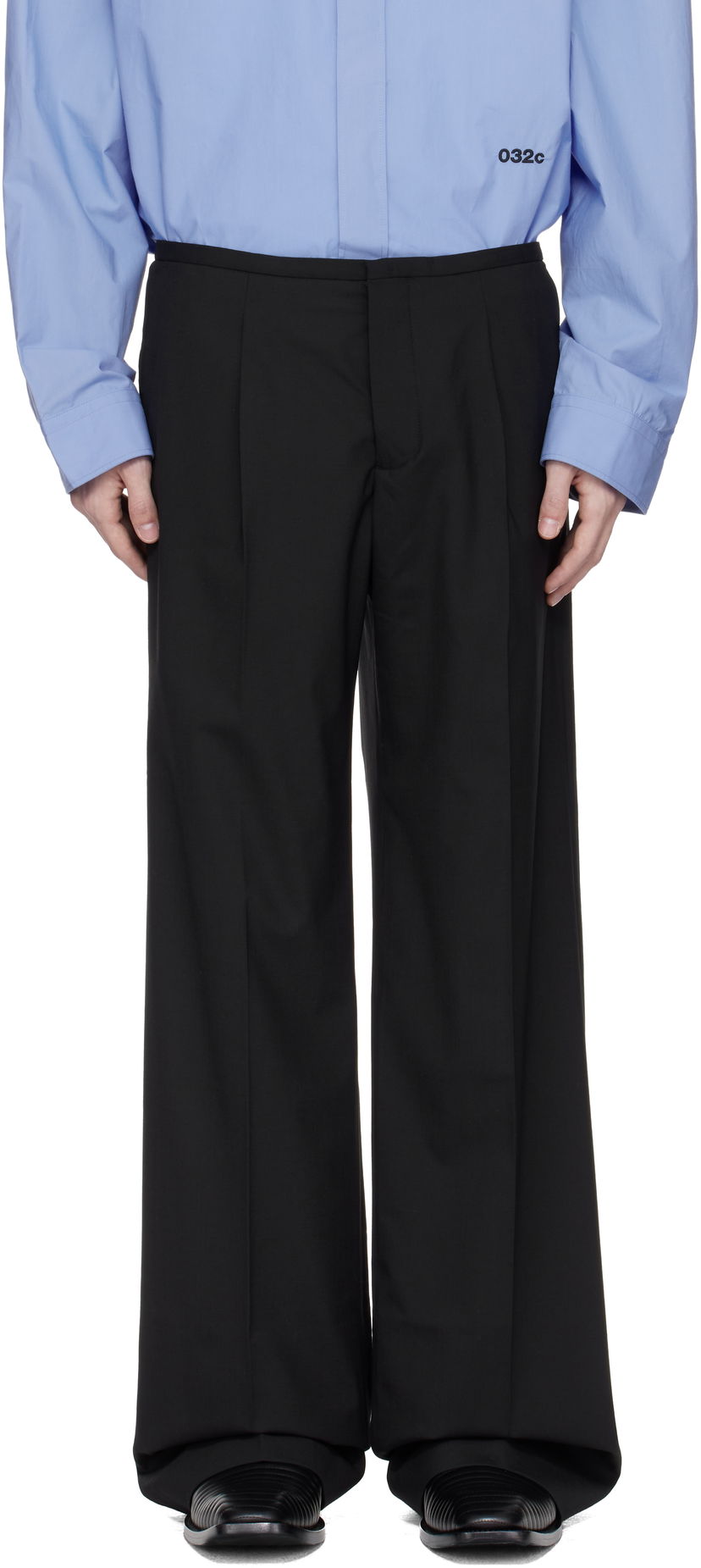 Bukser 032C 032c 'Office Attire' Wide Leg Suit Trousers Sort | S25-MRW-0903-000