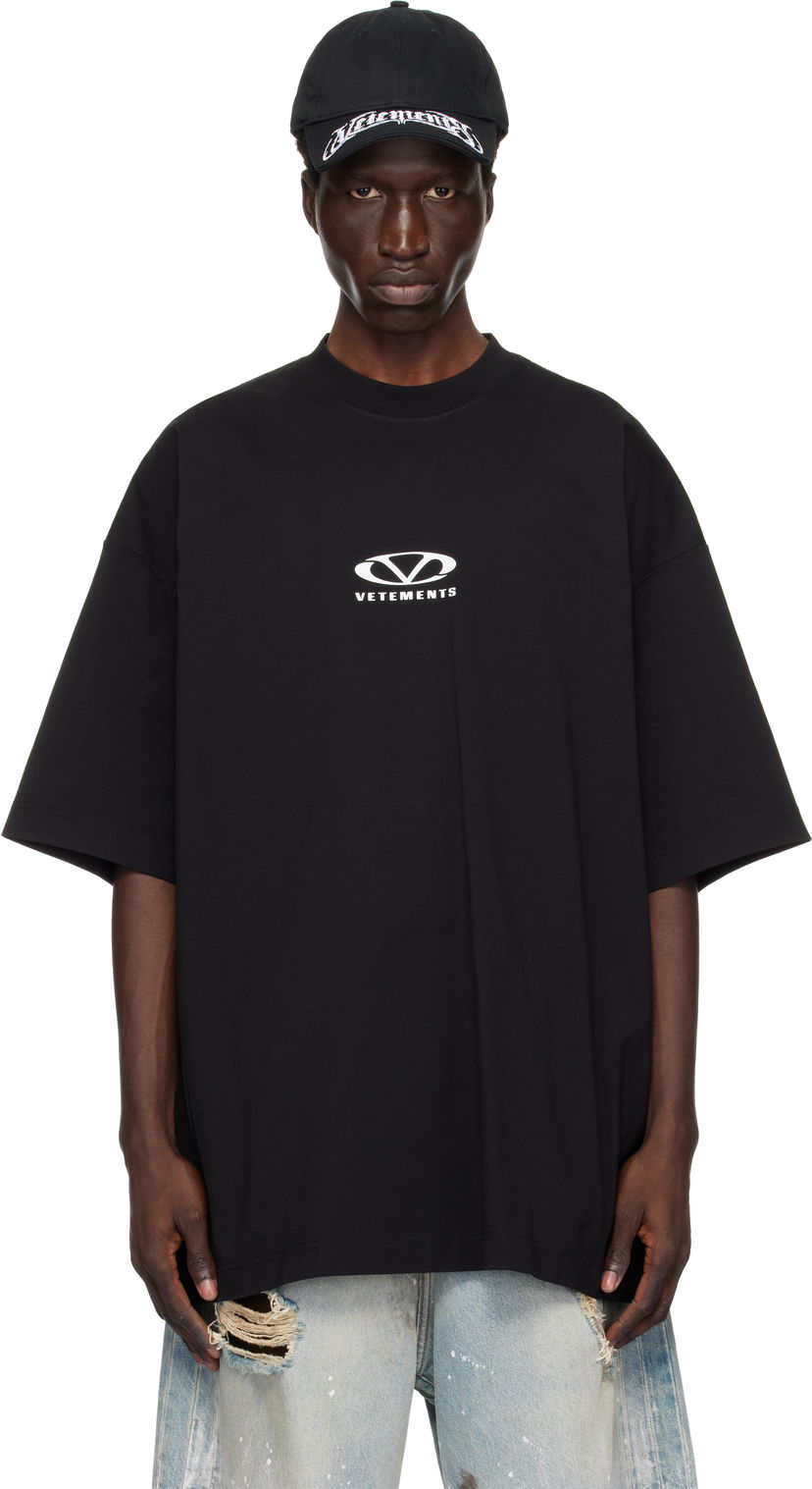 T-shirt VETEMENTS Oval Logo Oversized T-Shirt Sort | UA66TR605BW