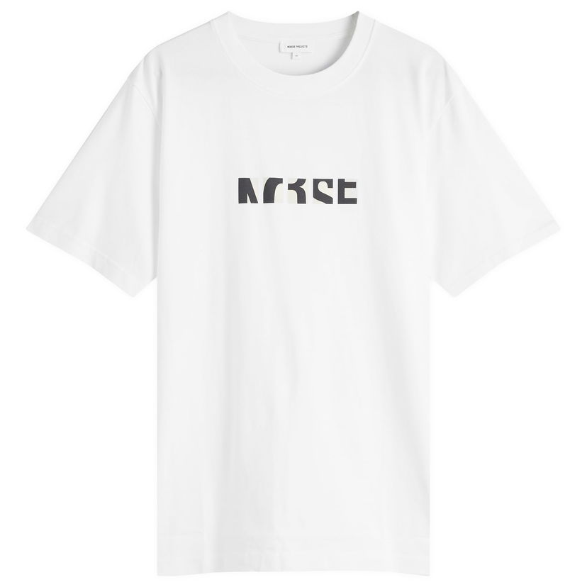 T-shirt NORSE PROJECTS Norse Projects Johannes Zoom Logo Print T-Shirt, Size Large Hvid | N01-0688-0001