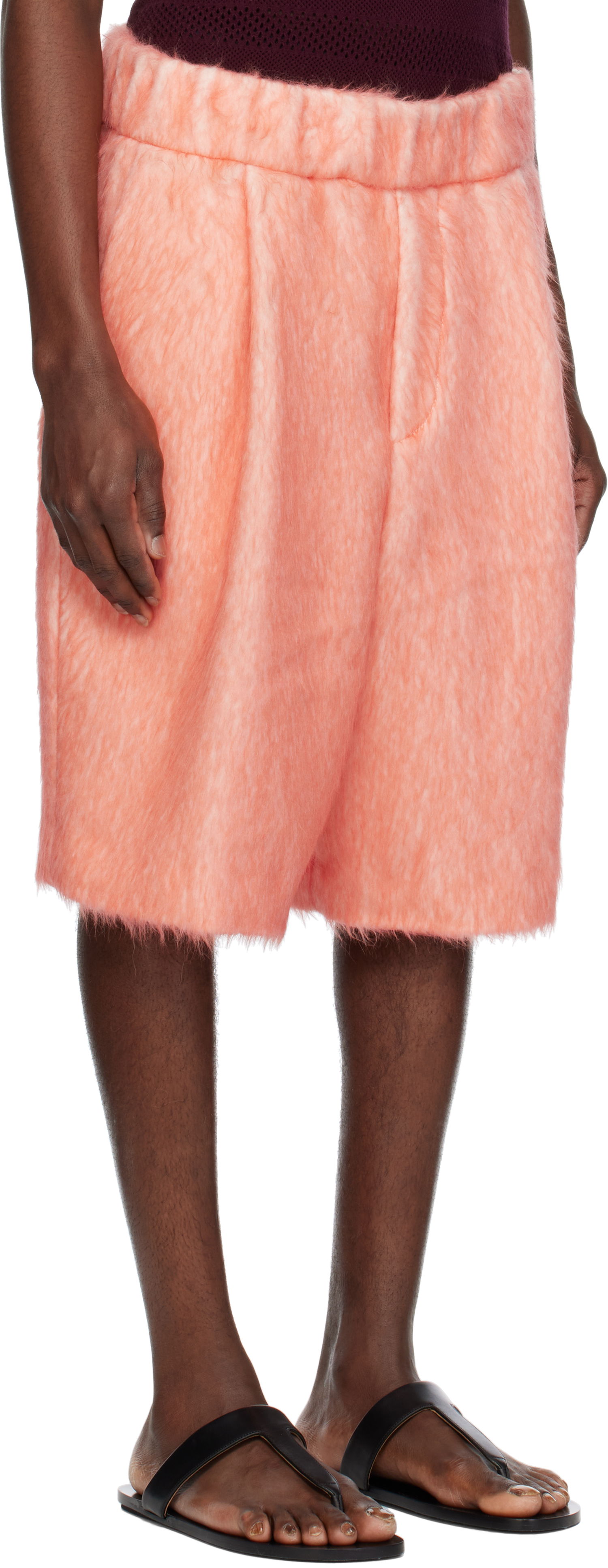 Shorts Dries Van Noten Dries Van Noten Pleated Shag-Knit Shorts Orange | 251-020953-1443, 1