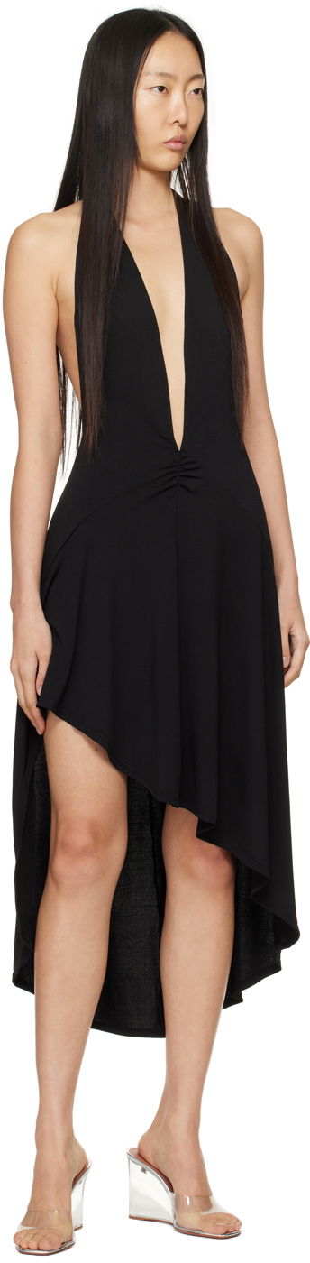Kjole Miaou Miaou Elena Halter Asymmetrical Midi Dress Sort | 5044VISBLK, 3