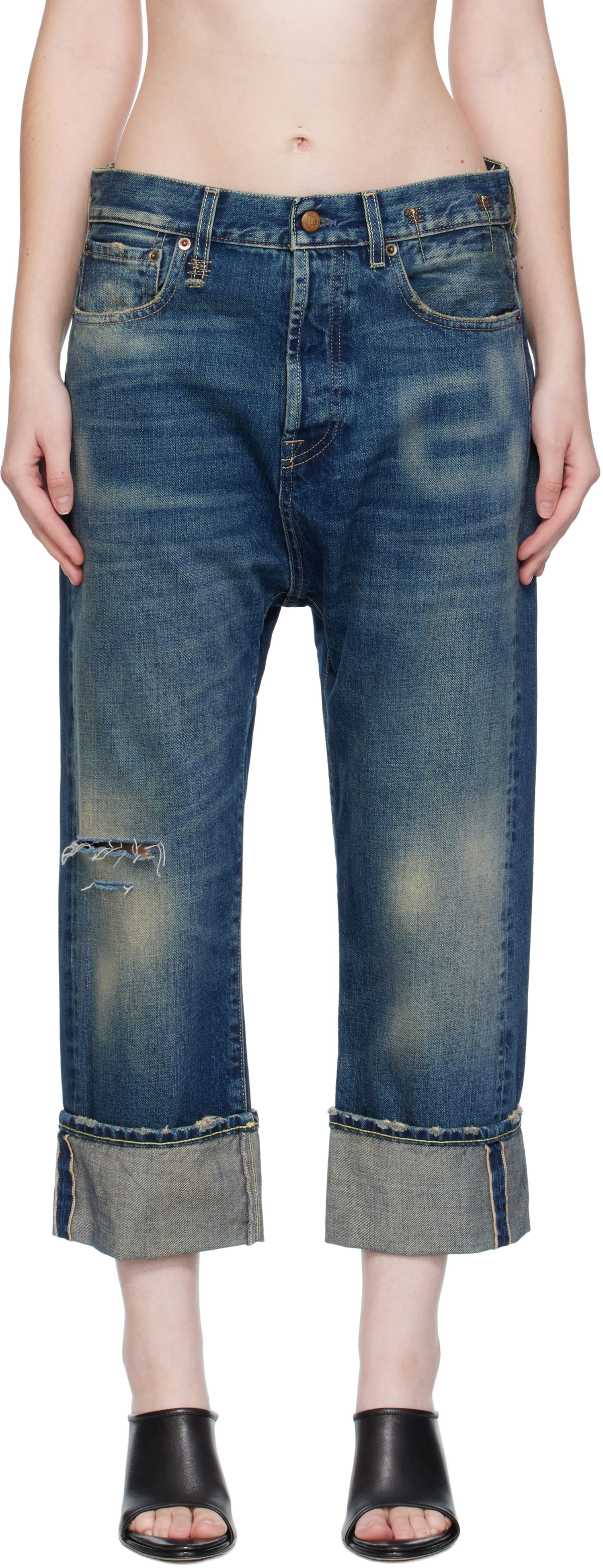 Jeans R13 R13 Cuffed Tailored Drop Cropped Jeans Blå | R13WD194-D341C, 0
