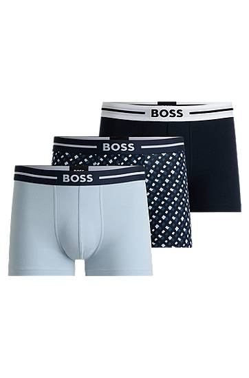 Boksere BOSS BOSS Stretch Cotton Trunks, Three-Pack Blå | 50531694