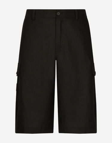 Shorts Dolce & Gabbana Linen Cargo Shorts Sort | GV5TATGI437N0000, 0