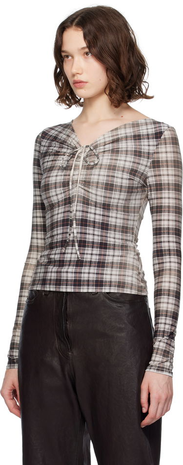 T-shirt Acne Studios Acne Studios Faded Check Long Sleeve Top Flerfarvet | AC0729-, 3
