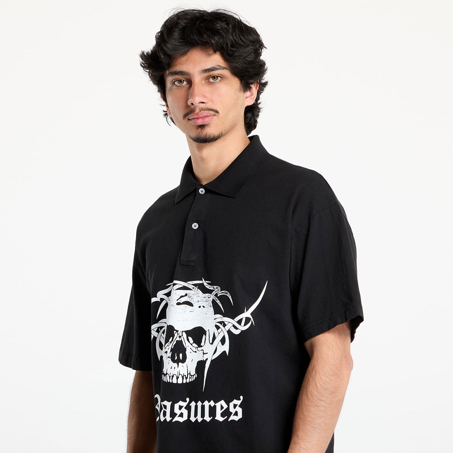 Polo skjorte Pleasures Pleasures Tradition Polo Shirt Sort | P25SU048 BLACK, 1