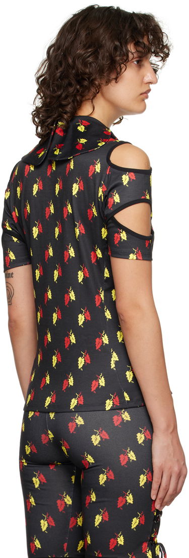 Polo skjorte Chopova Lowena Leaf Print Cut-Out Polo Sort | 2162, 2