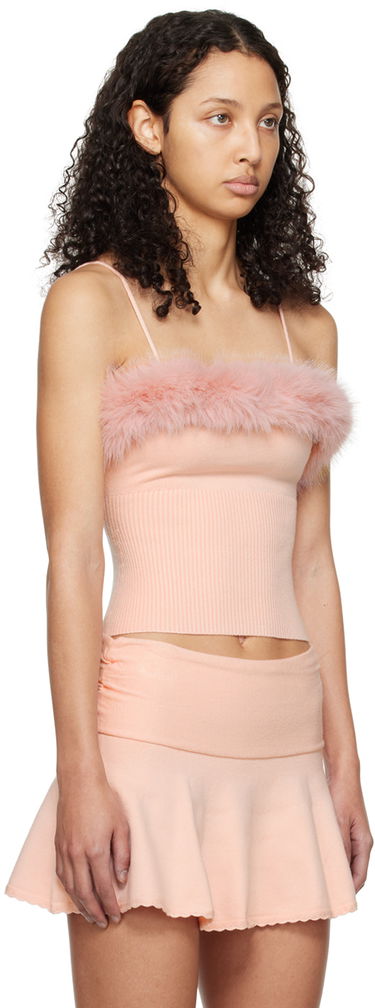 Tanktop GUIZIO Guizio Feather Trim Knit Camisole Lyserød | R24602S011, 1