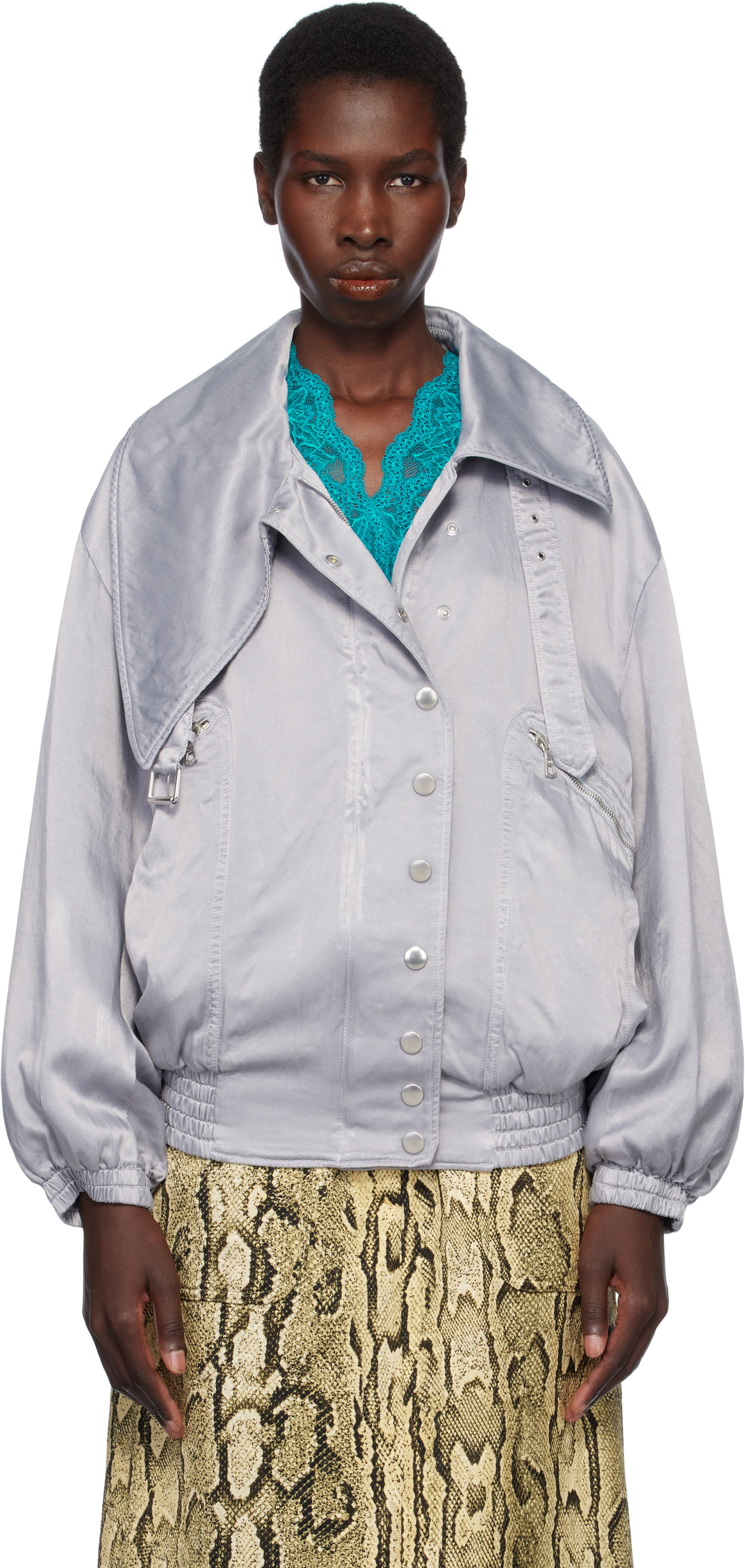 Bomberjakke Dries Van Noten Dries Van Noten Twill Bomber Jacket Grå | 251-010505-1426, 0