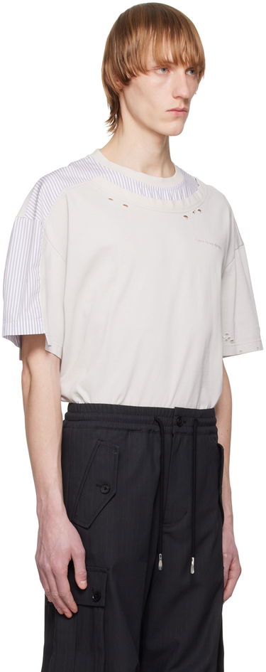 T-shirt Feng Chen Wang Feng Chen Wang Distressed T-Shirt Beige | FMS15TS03G, 1