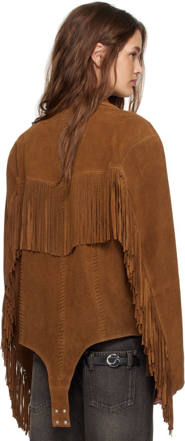 Jakke Coperni Coperni Fringed Suede Jacket Brun | COPOW37F6036, 2