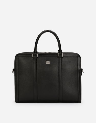 Rejsetaske Dolce & Gabbana Dolce & Gabbana Calfskin Briefcase Sort | BM2321AV95680999, 0