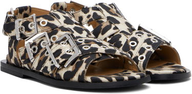 Kjole GANNI GANNI Buckle Strap Denim Sandals Beige | S2936, 3