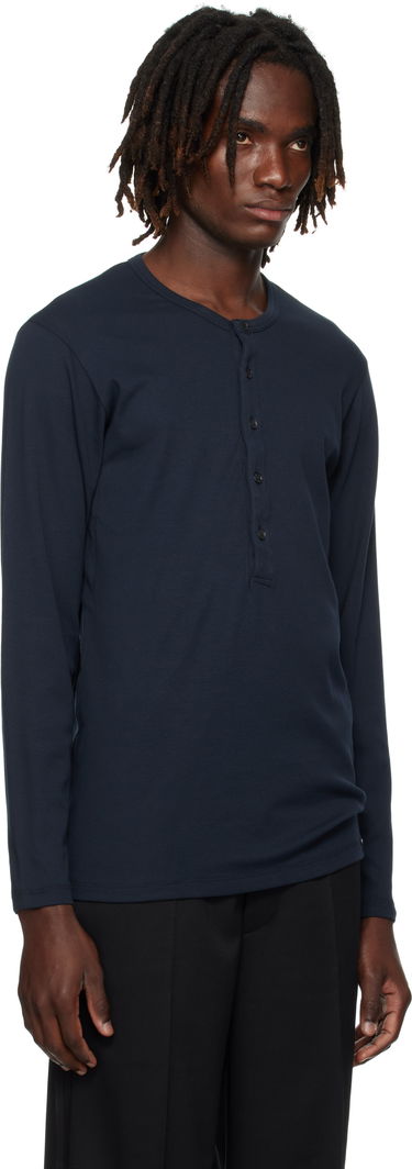 T-shirts og tank tops Tom Ford TOM FORD Cotton Henley Mørkeblå | T4M151040, 1