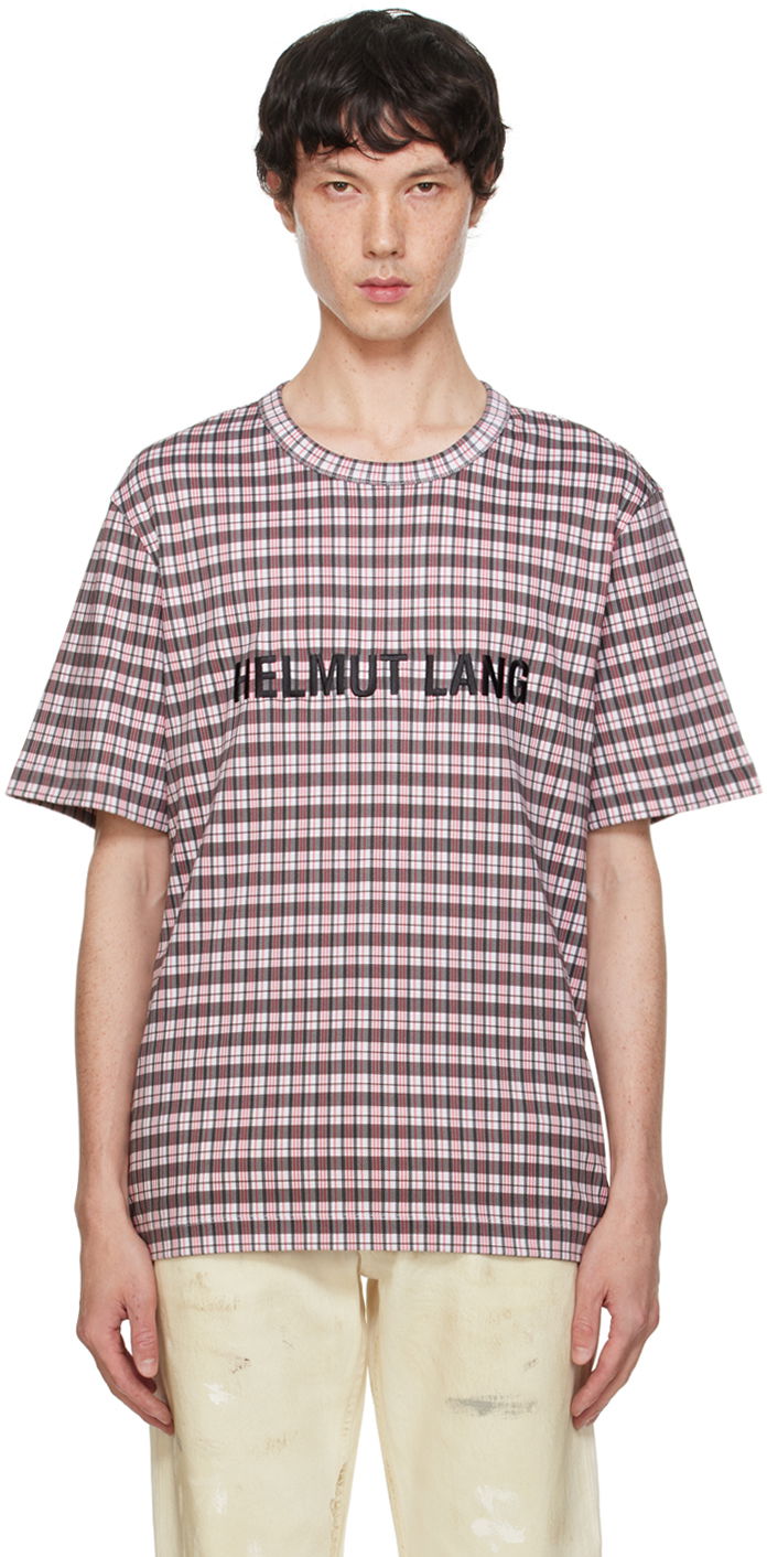 T-shirt Helmut Lang Plaid Logo Print T-Shirt Lyserød | O06HM509