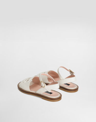 Tilbehør Dolce & Gabbana Dolce & Gabbana Calfskin Sandals With Cut-Out Logo Hvid | D11308A12238S936, 2