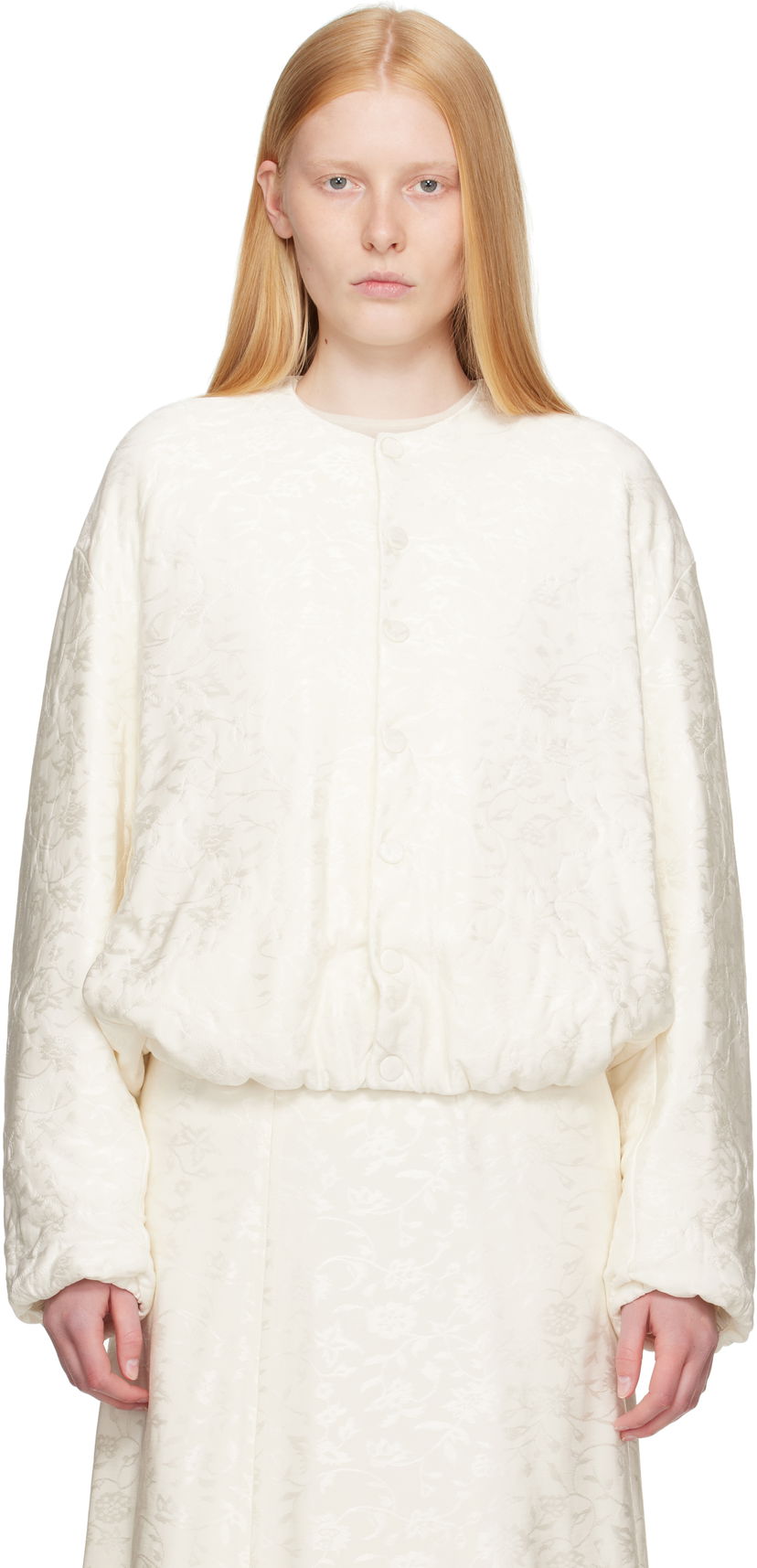 Jakke Jil Sander Jil Sander Jacquard Bomber Jacket Hvid | J03BN0186_J20300