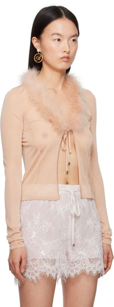 Sweater Blumarine Blumarine Feather Trim Knit Cardigan Lyserød | P522M558A, 1