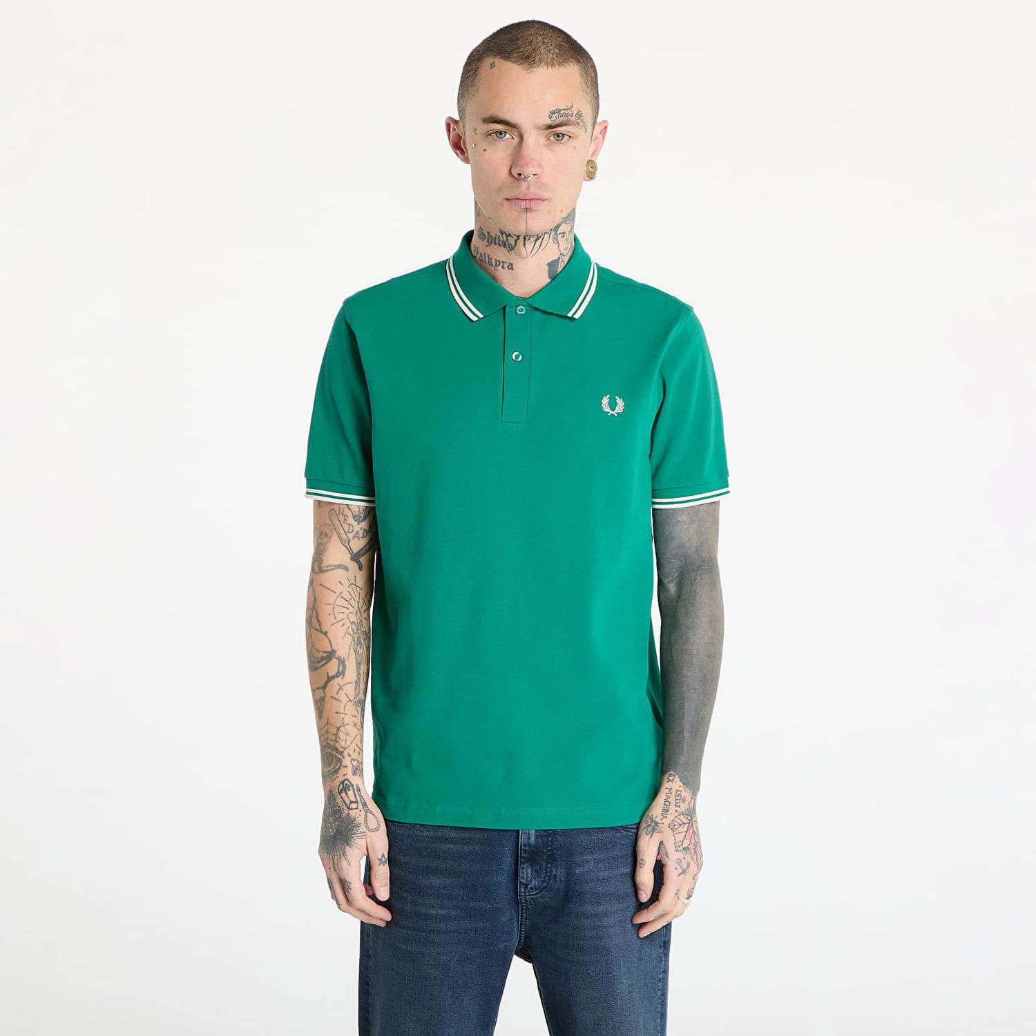 Polo skjorte Fred Perry Fred Perry Twin Tipped Shirt Grøn | M3600 Y37, 0