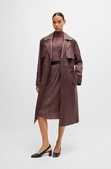 Sweater BOSS Plissé Tulle High-Neck Top Lyserød | 50521730, 1