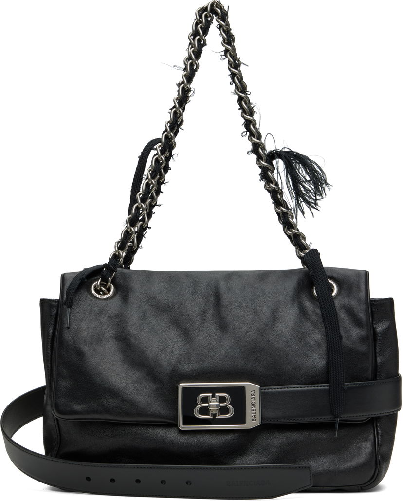 Skuldertaske Balenciaga Balenciaga Modu Flap Medium Chain Bag Sort | 811781 2ABIV